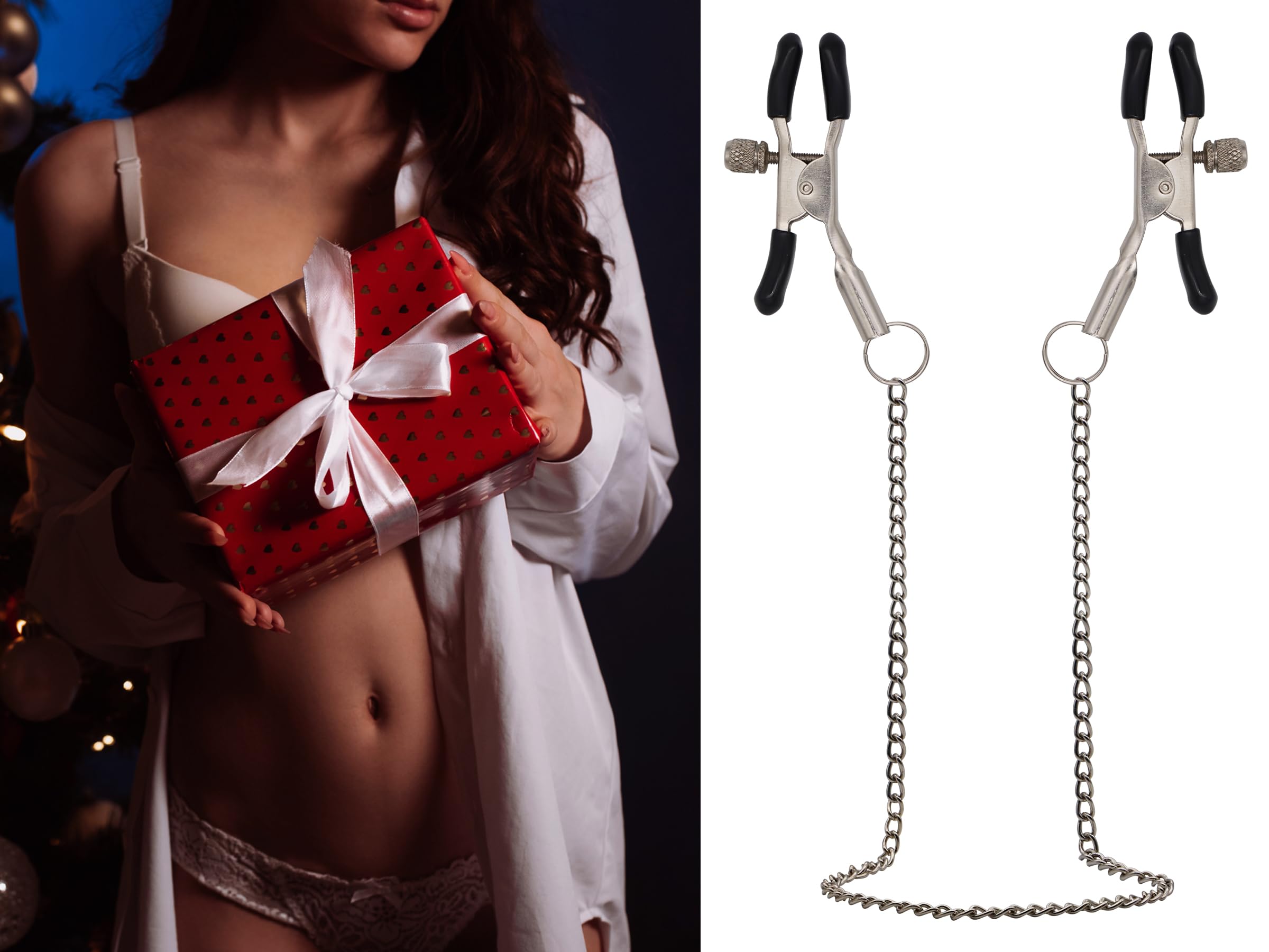 Nipple Clamps BDSM Bondage Couples Sex Toys, Nipple Toys Adjustable Clips for Adult Play, Bondage Gear & Accessories BDSM Kit Sex Restraints for Women & Men, Erotic Sexual Stimulation Device/Tools