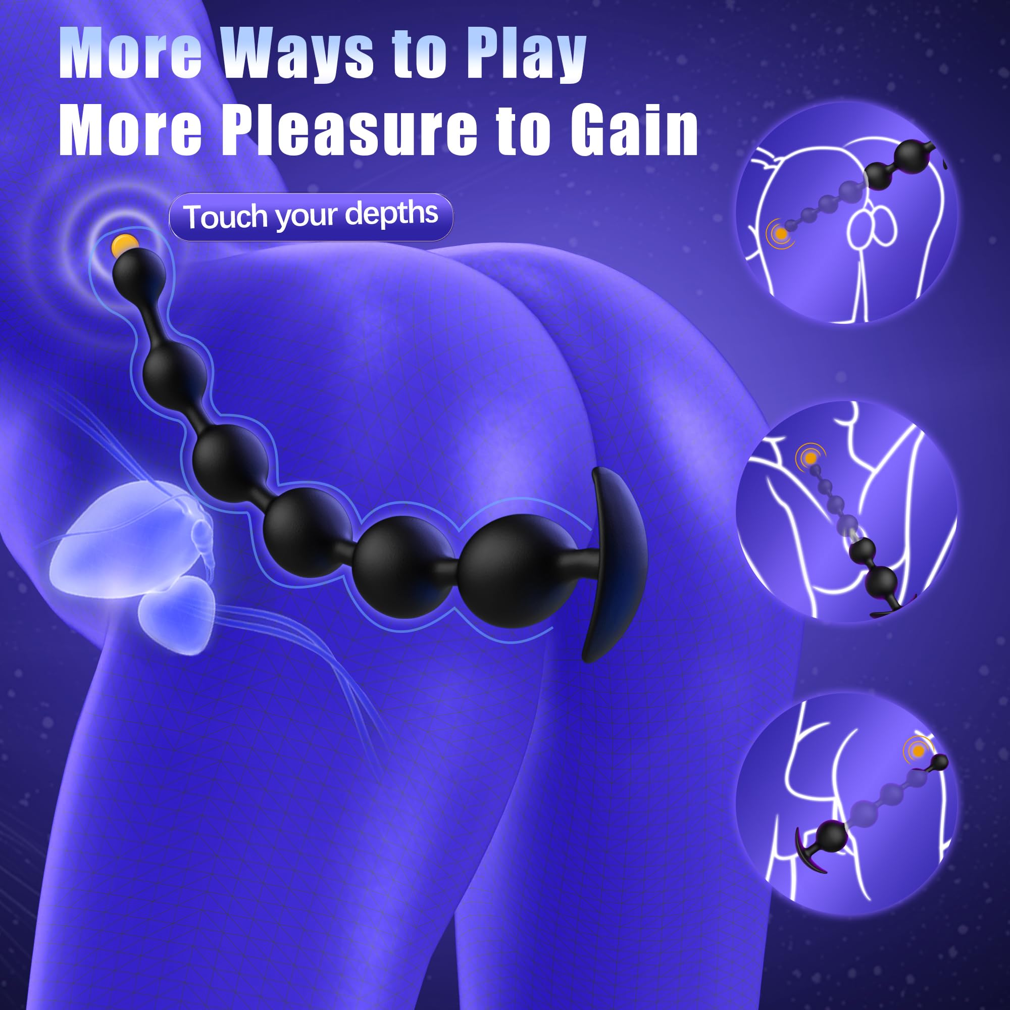 Large Anal Beads Anal Sex Toy - 6 Gradient Size for Depth Anal Training, 2" Max Diameter & 12.8" Long, Flexible Silicone Butt Plug & Prostate Massager Sex Toy for Men, Couples