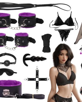 15 PCS Sex Bondage BDSM Kits Restraints, Fetish Handcuffs Ankle Cuff Collar Blindfold Whip Rope Nipple Clamps Paddle Anal Toys Ball Gag Adult Games Foreplay Toys for Couples