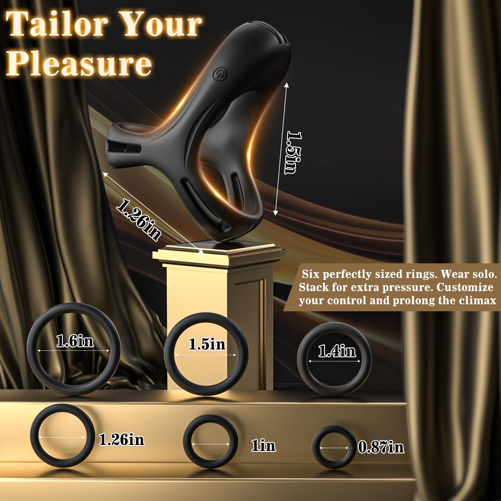 Auknut Vibrating Cock Ring Set with 6 Silicone Penis Rings – Tri-Ring Design for Harder, Longer-Lasting Erections, Clitoral Stimulator for Couples, Waterproof, Quiet & Powerful Men's Sex Toy