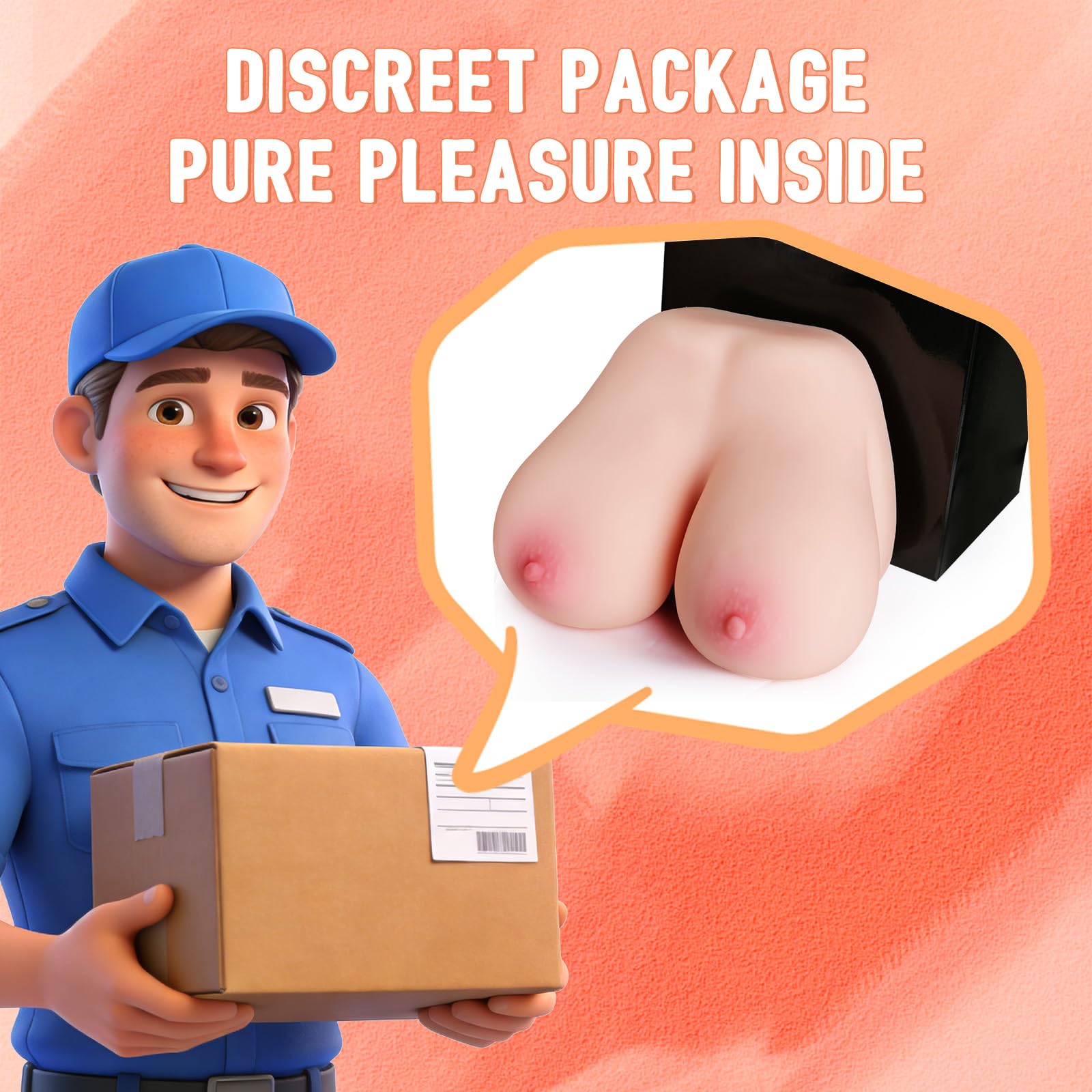 3 in 1 Big Boobs Sex Dolls for Men Masturbation, Big Tits Male Sex Doll Torso with Lifelike Textured 3D Vaginal & Anal Channel, Realistic Sex Doll with Nipple & Soft Breast Pocket Pussy