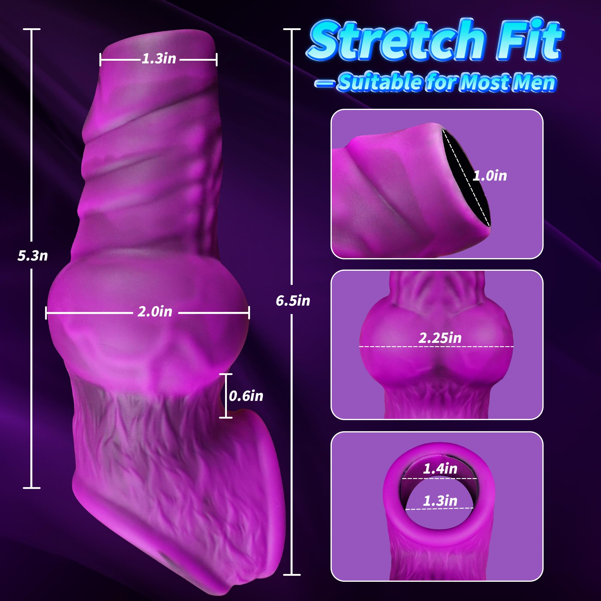 Cock Sleeve Penis Extender Sheath with Cock Ring, Fantasy Knot Penis Sleeve to Enlarge and Prolong, Soft Silicone Wearable Girth Dick Sheaths, Reusable Dragon Enlargers Sex Toys for Men Couples