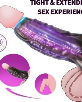Monster Penis Sleeve with 3 Textures, Girth Enhancer for Men, Soft Silicone Cock Extender, Reusable Penis Sheath for Enlarge & Delay, Realistic Veins Sex Toys for Couples(Black)