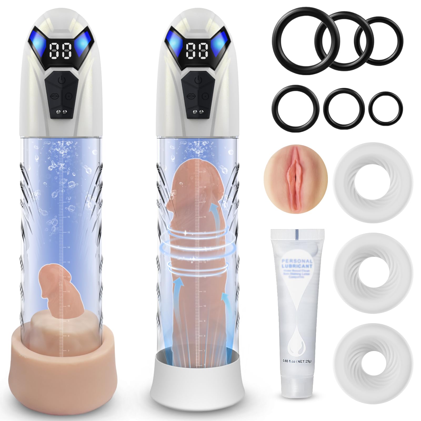 Male Penis Pump Adult Sex Toys for Men Automatic Enlargers & Extend Pump for Men with 10 Erection Training Modes Male Masturbator Electirc Penis Pump Entender Pumps & Enlargers (White)