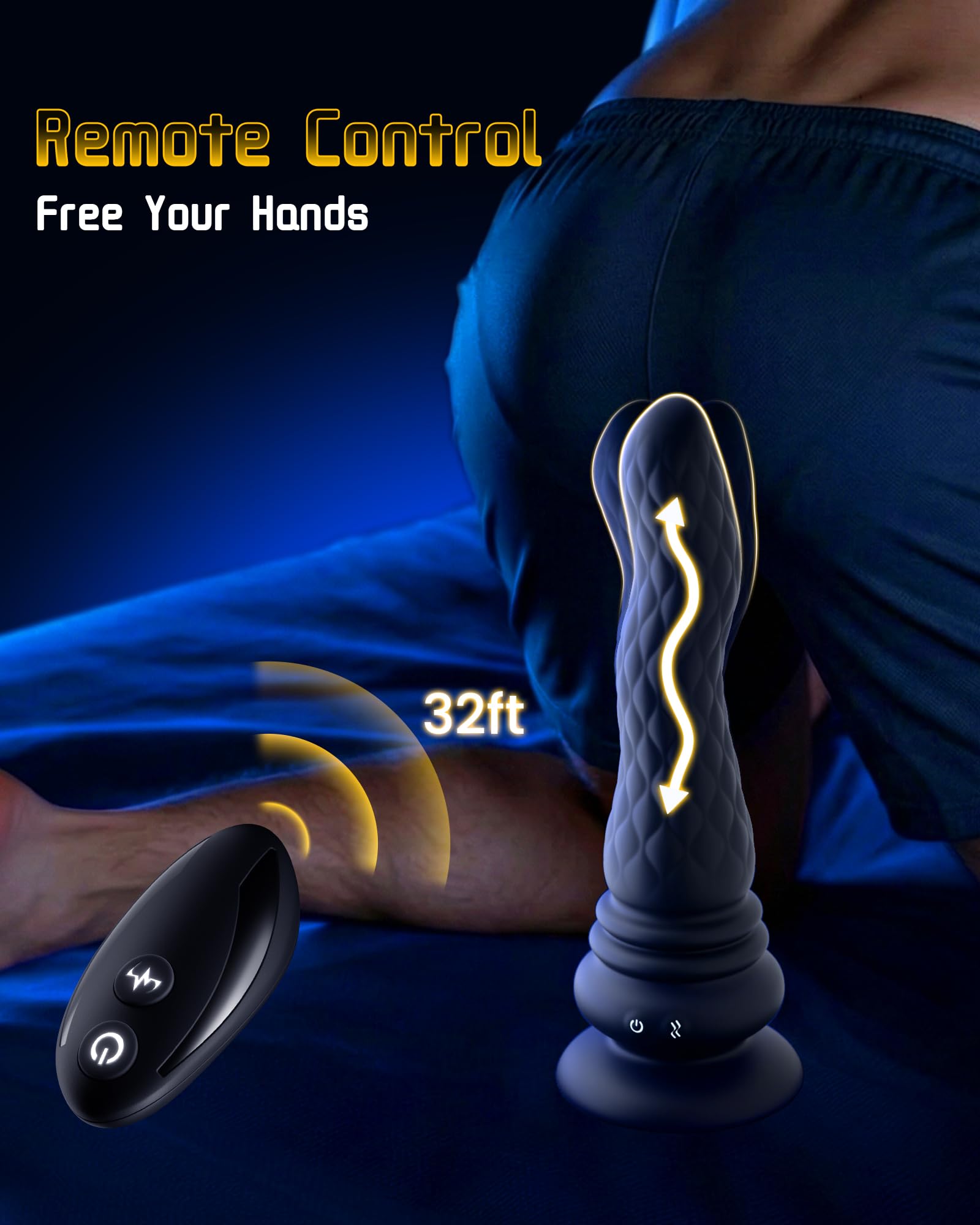 Beisar 3 in 1 Prostate Massager Anal Vibrator - Powered Vibrating Butt Plug Male Sex Toys for Men with 9 Wave Wriggling Modes, Anal Dildo Plug Adult G, P-Spot Vibrator Remote Control Fetish Jewelry