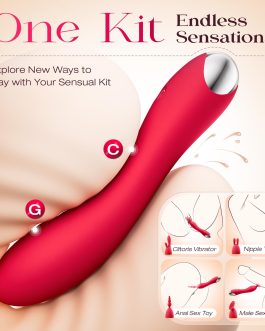 MOOLIGIRL Dildo Vibrator Kits, Women Sex Toys Adult Toy APP Control 20 Modes with 4 Replacement Silicone Heads for Solo and Couples, IPX6 G Spot Vibrators for Clitoral Nipple and S&M Floggers Black