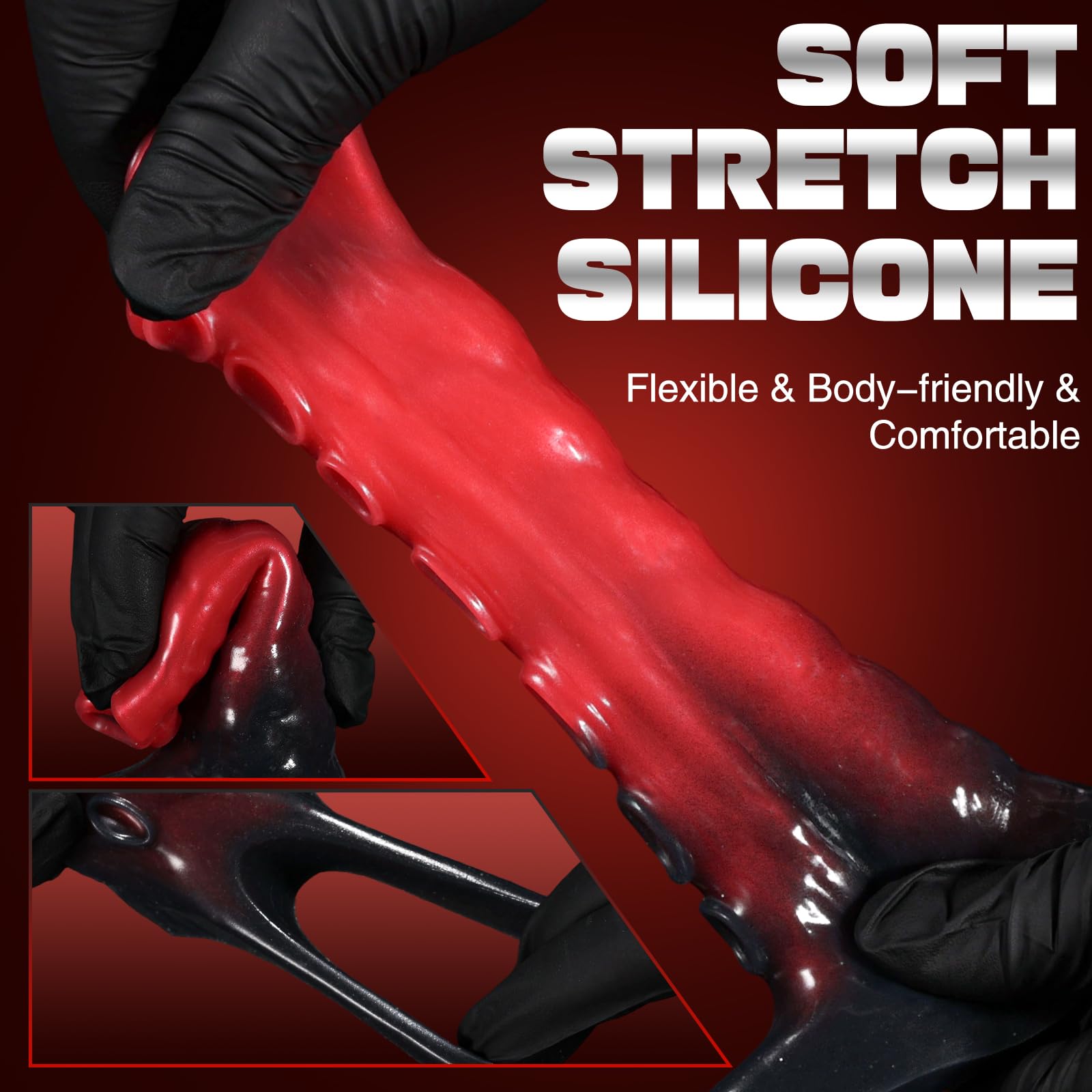 LUSTYAGE Monster Tentacle Penis Sleeve with Cock Ring, 4.7Inch Stretchy Silicone Cock Sleeve Extender, Enhance Girth & Endurance, Soft Silicone Penis Extension for Men & Couples