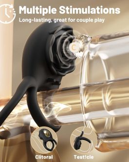 Vibrating Cock Ring Adult Sex Toys for Men, Silicone Penis Ring with Rose Clitoral Vibrator Couples Sex Toys, 8 Vibrations Adult Male Sex Toy Remote Control Vibrators for Men Female Couple Pleasure