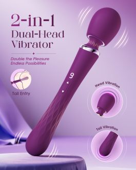 MOOLIGIRL Vibrator Wand Dual-Ended Dildo, APP Controlled Women Sex Toys with 9 + 9 Vibration Modes, Powerful and Quiet, IPX7 Waterproof Rechargeable G Spot Vibrators for Solo & Couple Play
