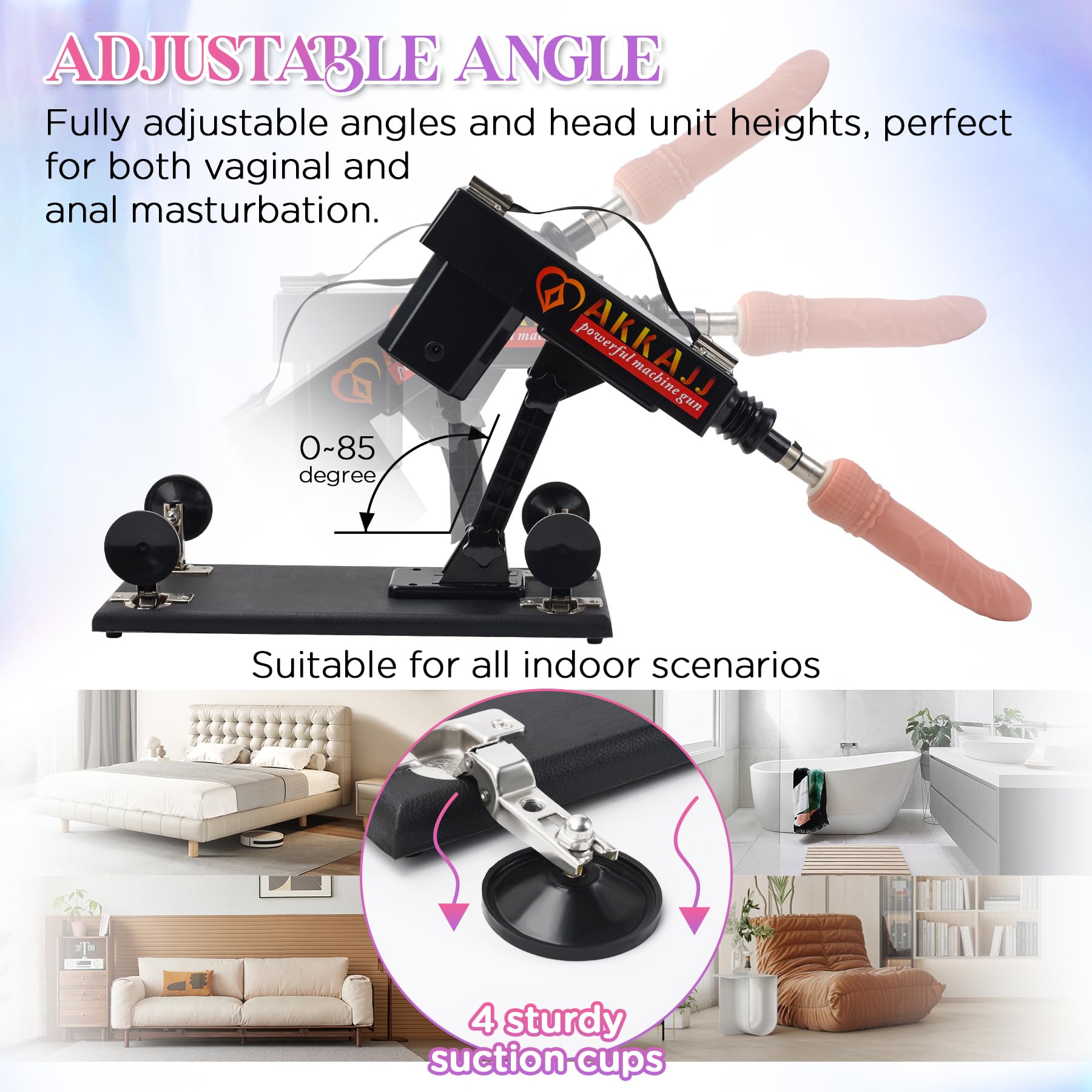 AKKAJJ Sex Machine with 8 Attachments,Automatic Thrusting Dildo,Adjustable Speed & Angles Dildo Machine for Couples/Solo Masturbation