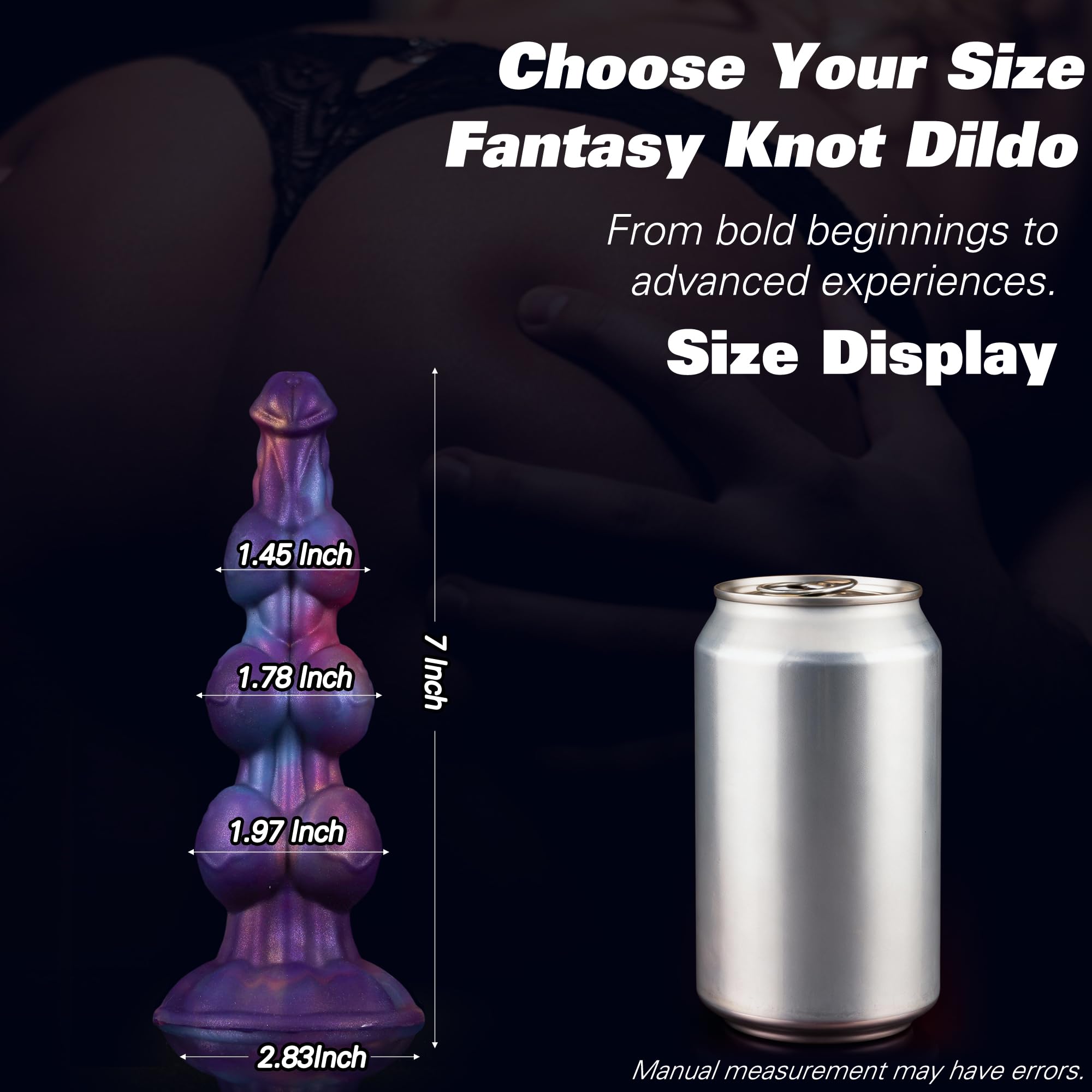 7" Monster Knot Dildo, Fantasy Thick Knotted Silicone Dildo with Strong Suction Cup for G-Spot & Prostate Stimulation, Anal Training Butt Plug Adult Sex Toy for Beginner Men & Women - Mixed Blue