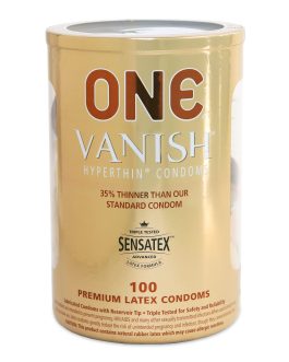 ONE® Condoms Vanish Hyperthin | Ultra Thin Latex Condoms 100 Pack