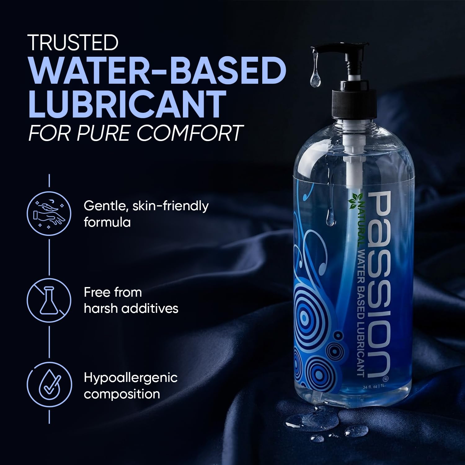 Passion Natural Water-Based Personal Lubricant, for Men & Women - 10 Fl Oz