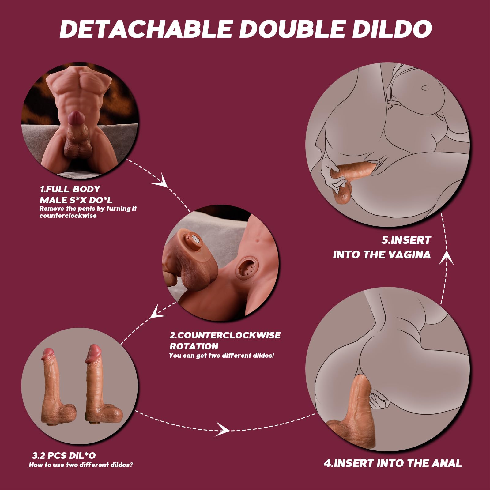 11LB Male Sex Doll with Video Recognition Multifunctional Vibrating Thrusting Dildo for Women,Torso Adult Sex Toy with 2 Pcs Detachable Huge Long Penis & Tight Anal Channel for Gay Couple