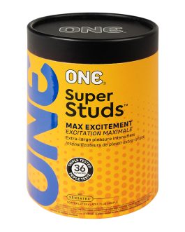 ONE® Condoms Super Studs | Textured Latex Condom | 36 Pack