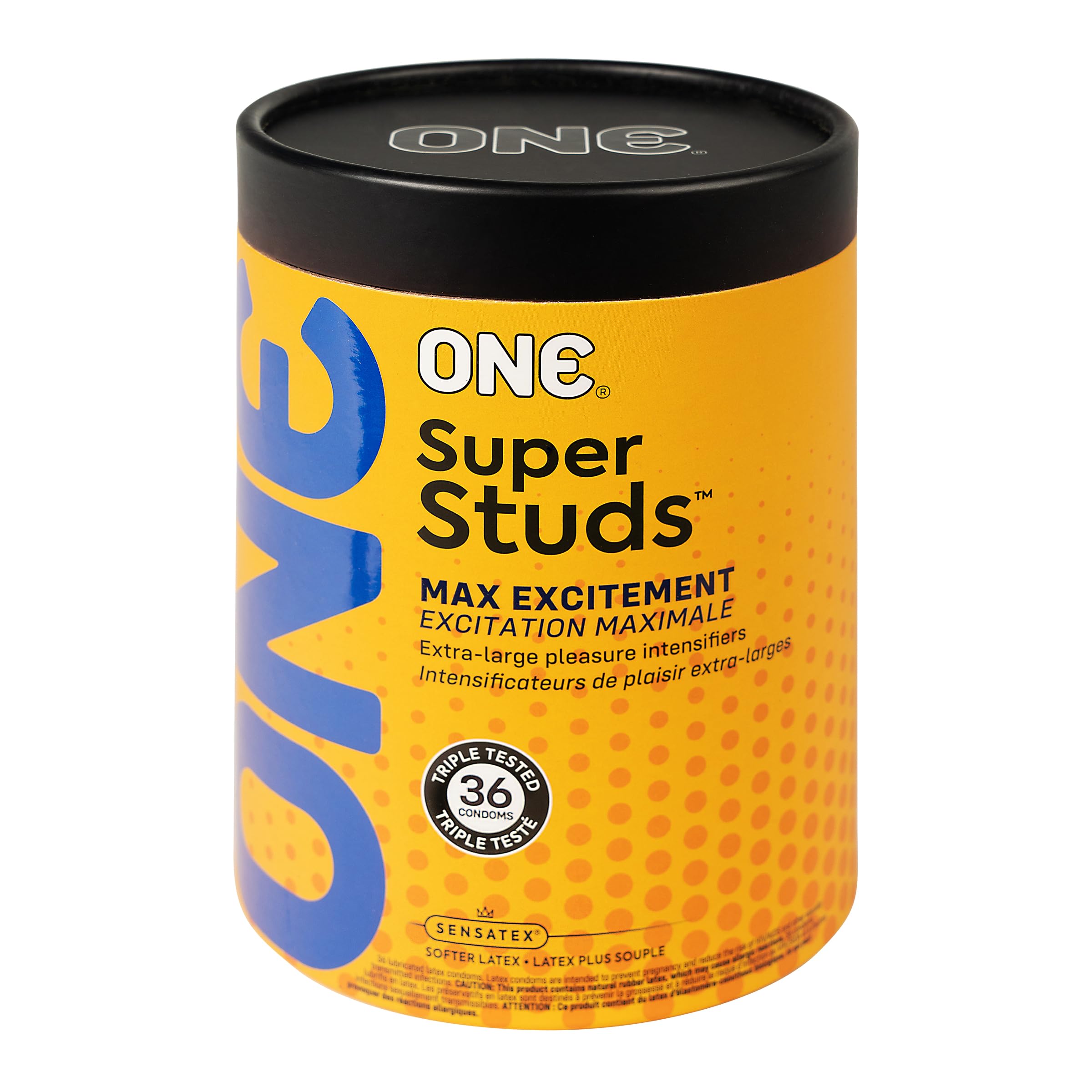 ONE® Condoms Super Studs | Textured Latex Condom | 36 Pack