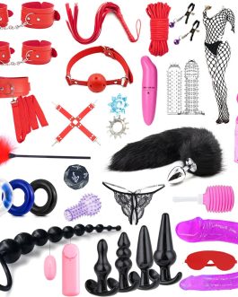Sex Whip BDSM Adult Couples Games Anal Plug Dildo Bondage for Sex 32 Pcs BDSM Leather Bondage Sets Restraint Kits for Women and Men Adult Sex Toys