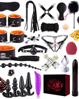 34PCS Sets Sex Toys kit for Adult BDSM Toys for Bondage Restraints Anal Plug Sex Things for Couples Kinky,BDSM kit for Bondaged kit Adult Game Body-Safe Sexual Pleasure Tools for Couples