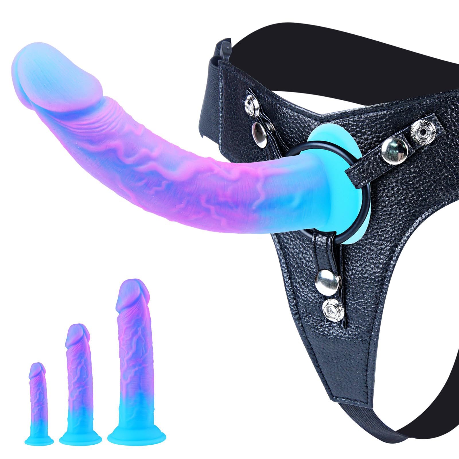 Wearable Strap On 6" 8" 10" Fantasy Beginner Anal Dildo Set, Silicone Realistic Small Big Huge G-Spot Dildo Penis with Suction Cup, Adjustable Harness Monster Dildos Adult Sex Toys for Women Lesbian