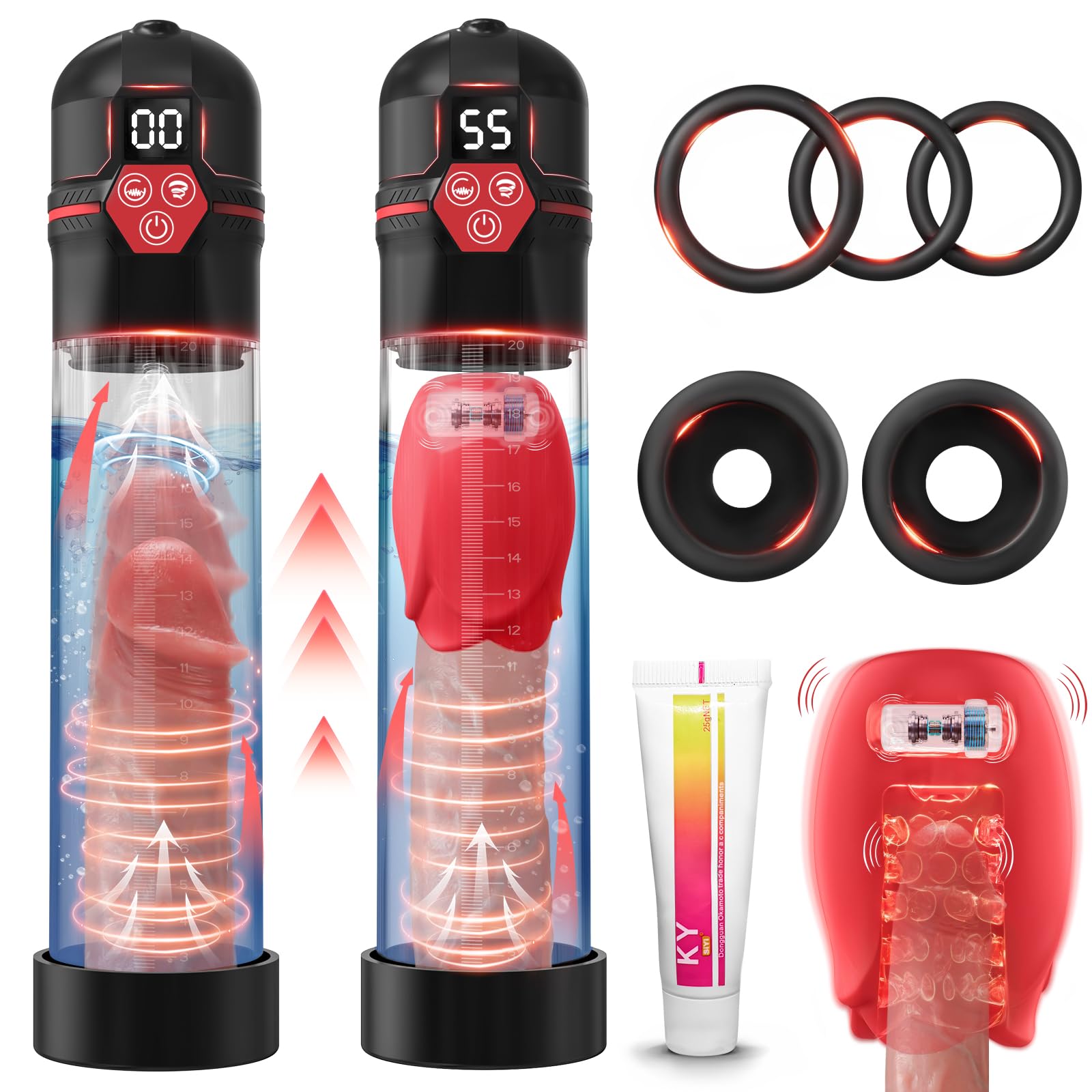 Sex Toys Electric Penis Pump - Male Sex Toys - Pumps & Enlargers Male Masturbator with 5 Suction Intensities & 7 Vibrating Modes, Dick Pump Penis Enlarger for Men Erection, Cock Pump with Pocket Pussy