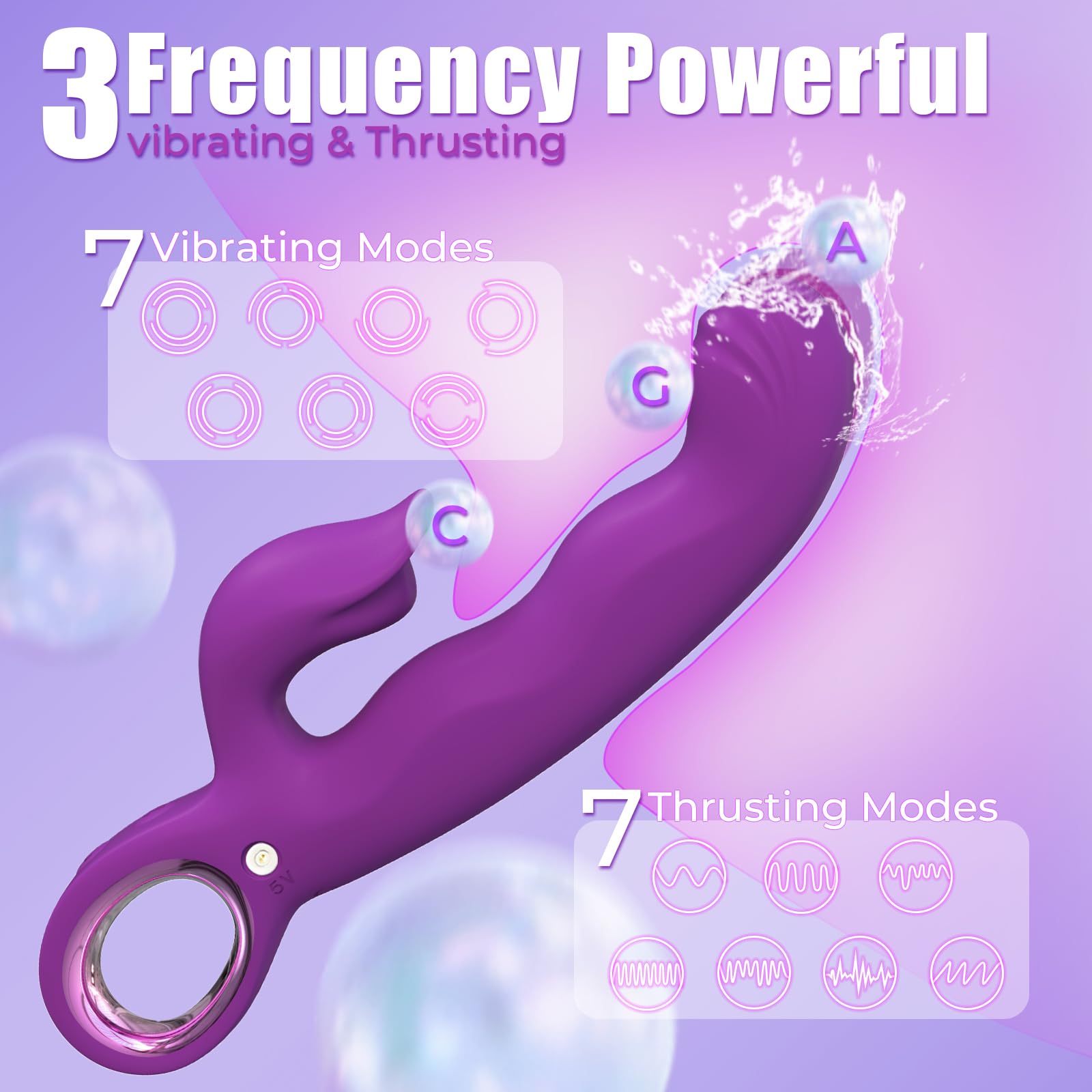Thrusting Vibrator for Women, 3 in 1 Adult Sex Toys with G Spot Rabbit Vibrator and Clitoral Stimulator, 7 Thrusting & 7 Vibrating Modes, 8.3 Inch Waterproof Silicone Dildo for Women Couples