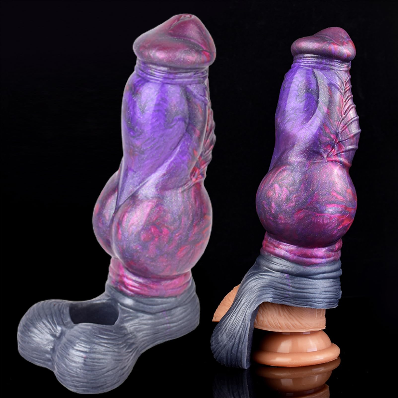 ZEEHUU Monster Penis Extender Sleeve with Cock Ring: Male Penis Sleeve Enlarger Silicone Penis Cover Adult Sex Toy, Knot Penis Sheath for Men (Purple)