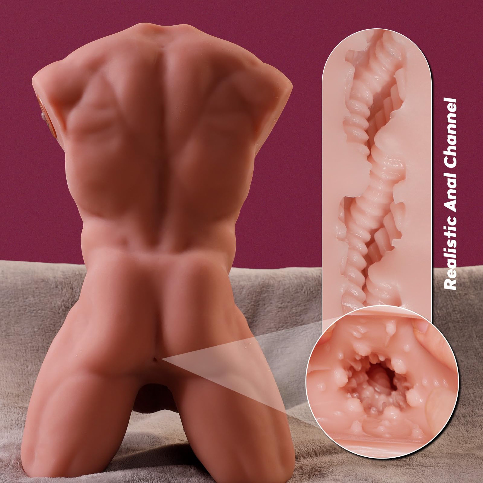 11LB Male Sex Doll with Video Recognition Multifunctional Vibrating Thrusting Dildo for Women,Torso Adult Sex Toy with 2 Pcs Detachable Huge Long Penis & Tight Anal Channel for Gay Couple