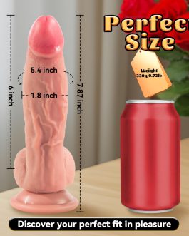 Sex Toys 7.87″ Realistic Silicone Dildo with Strong Suction Cup – Curved G-Spot Stimulation, Lifelike Design for Women, Men & Couples, Body-Safe Adult Toy for Hands-Free Play, Anal or Vaginal Use