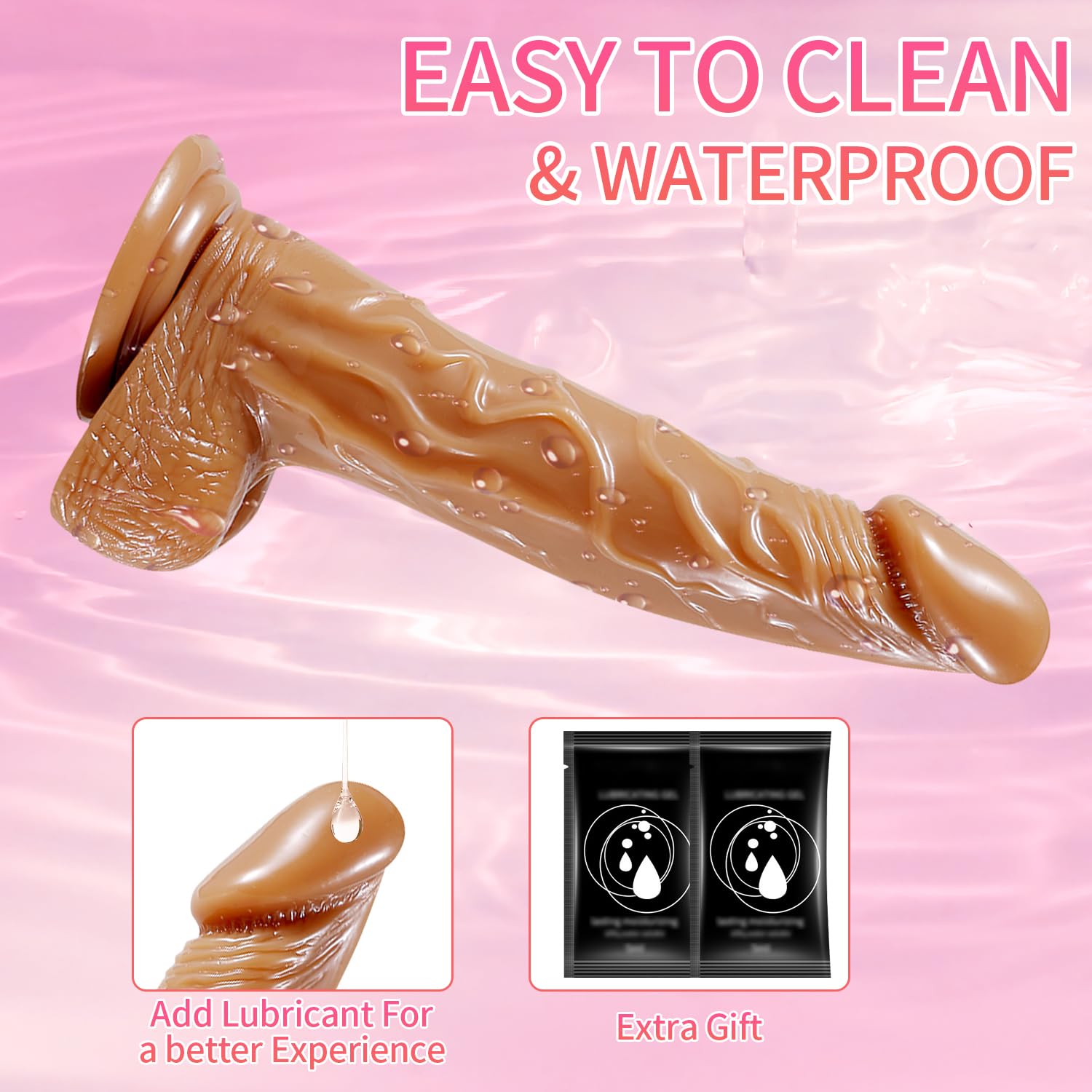 Strap on Dildo with Harness, Wearable Realistic Dildo Body-Safe Material with Strong Suction Cup, Anal Vagina G Spot Stimulator, Adult Sex Toys for Women Lesbian Couple Gay Men Beginner (Brown)