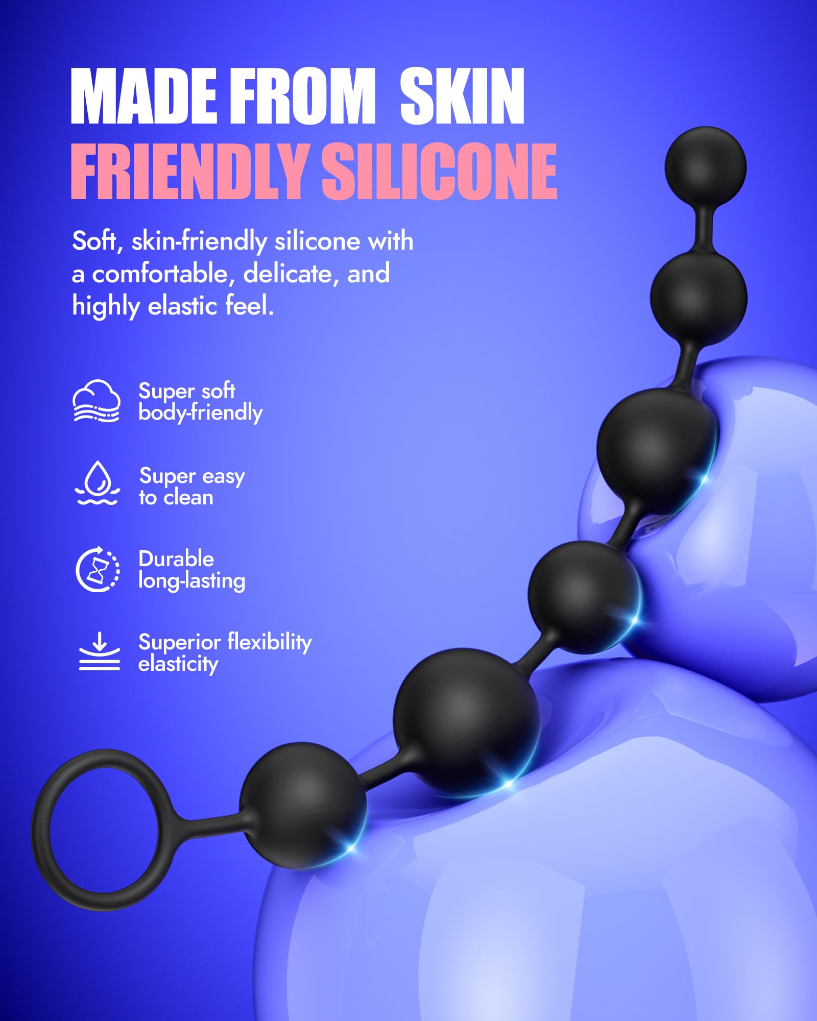 Anal Beads Butt Plug Sex Toys - Anal Plug with Insertable Silicone Safe Beads Prostate Massager Sex Toys with Different Balls Anal Toy Trainer Anal Plug for Men Women Couples Anus BDSM Play | 6 Balls