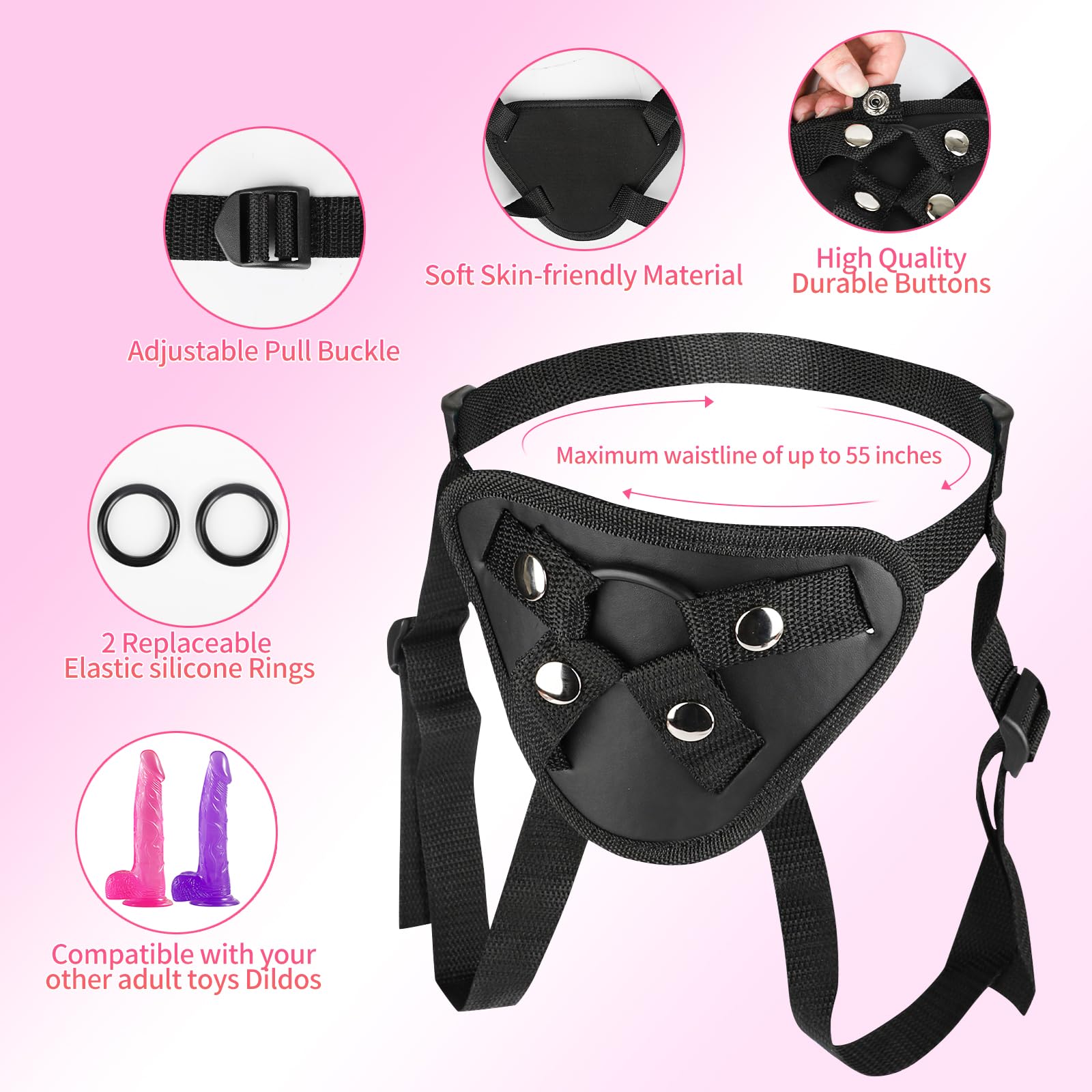 Strap on Dildo with Harness, Wearable Realistic Dildo Body-Safe Material with Strong Suction Cup, Anal Vagina G Spot Stimulator, Adult Sex Toys for Women Lesbian Couple Gay Men Beginner (Brown)