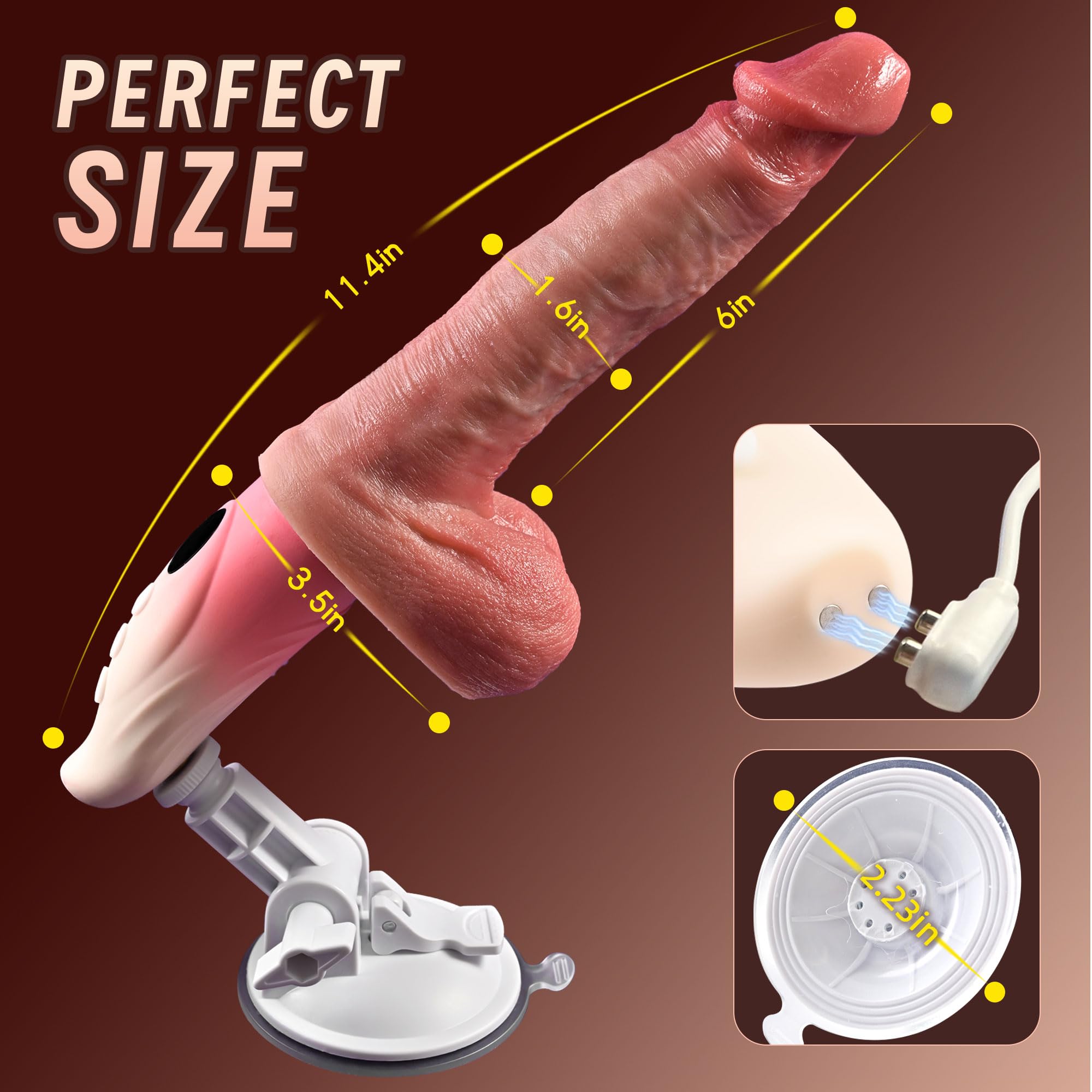 Sex Machine Thrusting Dildo Vibrator, Realistic Suction Cup Dildo Machine with 9 Vibrating & Thrusting & Heating Modes, Remote Control G Spot Anal Adult Sex Toys for Women Men Couples