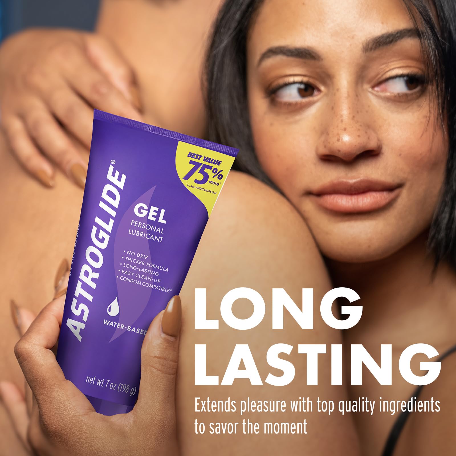Astroglide Water Based Lube (7oz), Ultra Gentle Gel Personal Lubricant for Vaginal and Anal Sex, Stays Put with No Drip, Sex Lube, Safe for Toys