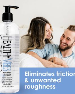 Healthy Vibes Water Based Hand Pump Lube 16 oz Long Lasting Easy Clean Sexual Privacy Gel Lubricant Compatible Latex Silicone Sex Toys Couples Men Women Anal Ease Solo Life Personal Lubrification Play