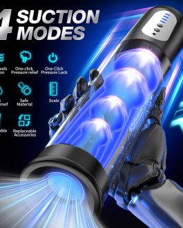 Electric Penis Pump Sex Toys – Automatic Penis Extender Enlargement Pump with 4 Suction Intensities, Digital Display Rechargeable Men Training Adult Sex Toys – Pumps & Enlargers 6 Cock Rings