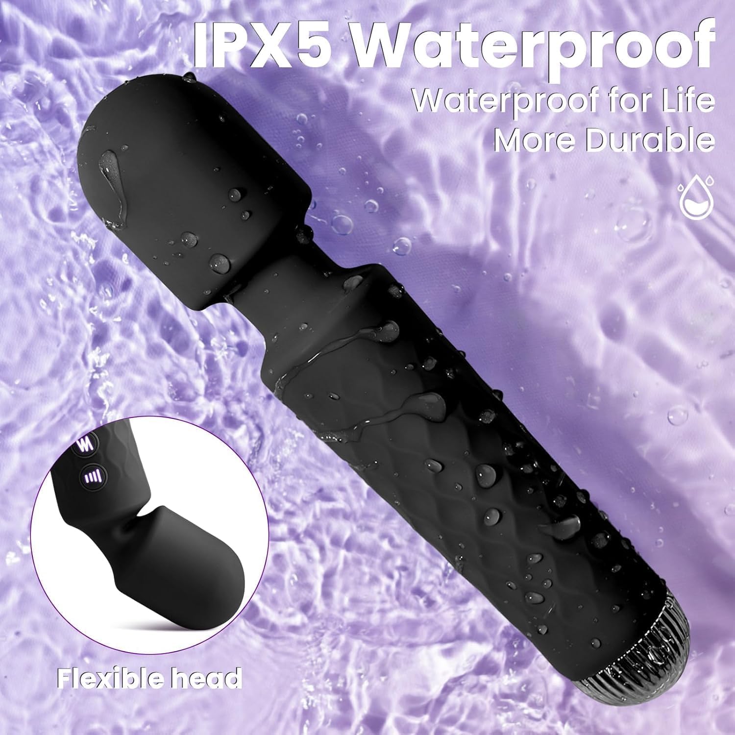 TouchReal Wand Massager - Small Vibrator 10-Speed Rechargeable Vibrator with Flexible Head, Fast Charging, Quiet & Waterproof, APP Control Sex Toys for Women