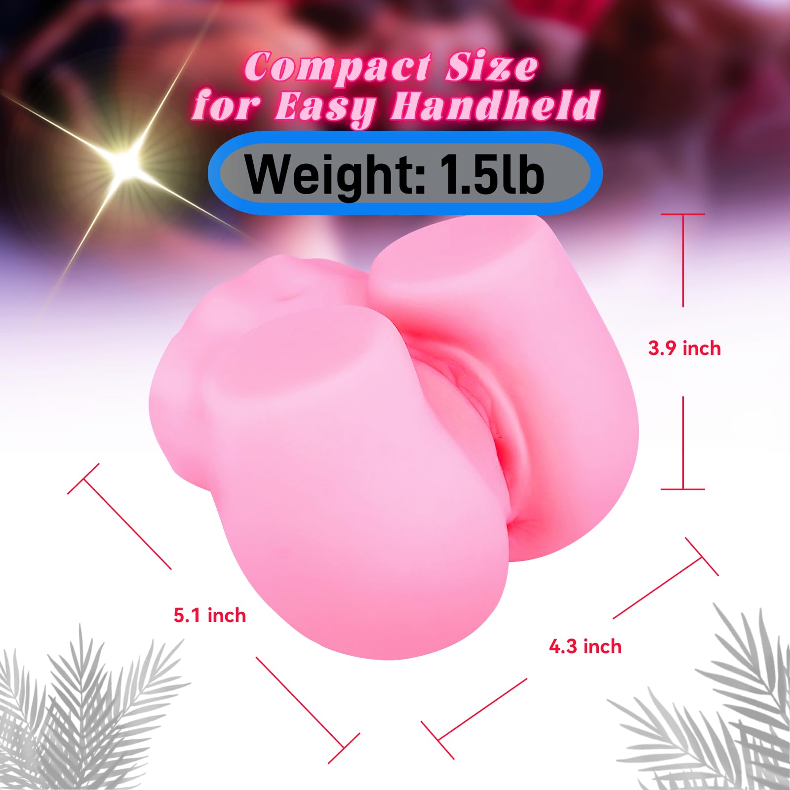 1.5LB Male Masturbator, Sex Dolls for Men Pocket Pussies Realistic Adult Sex Toys Entry-Level Ass Lifelike Soft Butt with Vagina and Anal Channel for Several Sex Positions