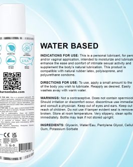 Turn On Water-Based Premium Personal Lubricant | Long Lasting, Ph Balanced, Hypoallergenic, Condom Safe Lube for Men, Women, and Couples, 12 fl oz