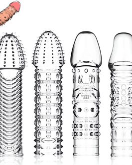 4 Pack Reusable Penis Sleeves Penis Extender Enlarger Cock Condoms for Men