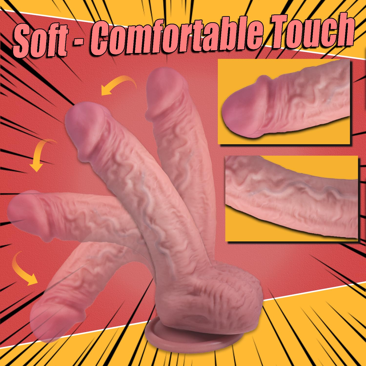 7 Inch Dildo, Beginner Realistic Soft Dildos, Food Silicone Material Anal Penis for Women Men.Comfortable Touch G-Spot Anal Strap On Play Adult Sex Toys with Strong Suction Cup
