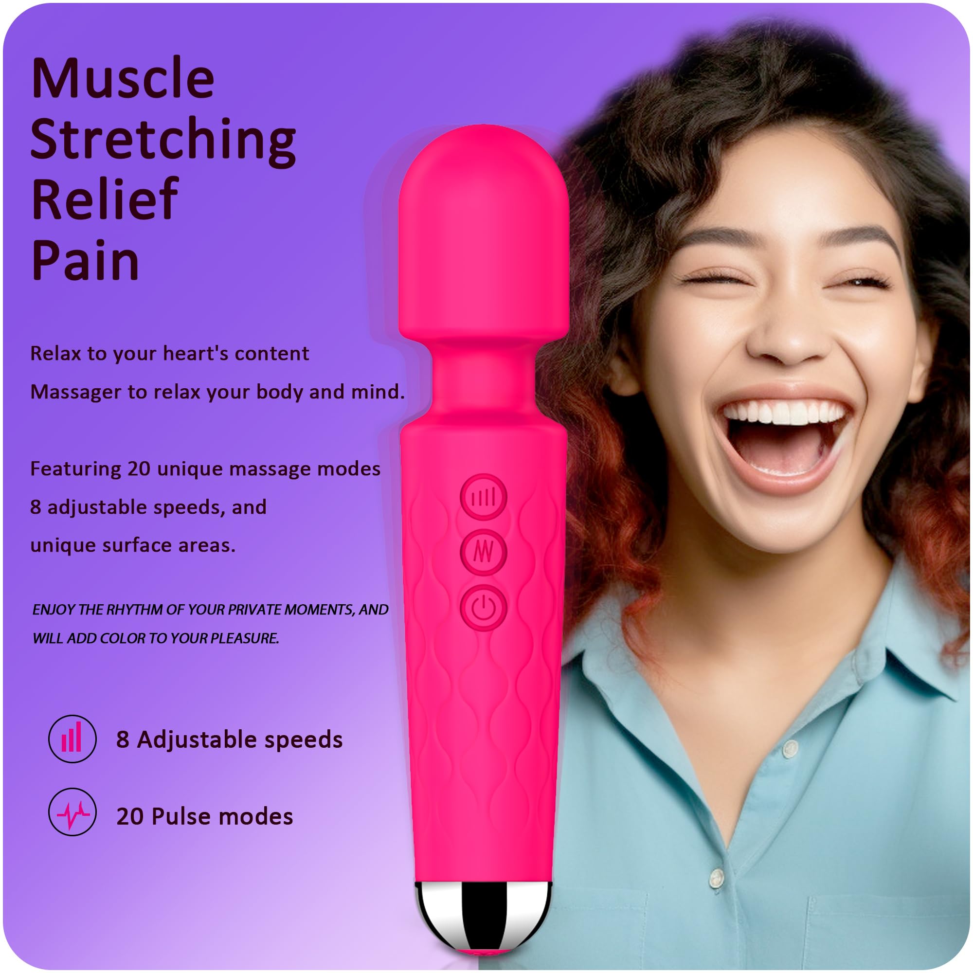 Premium Vibrator Wand for Relaxation and Pleasure 4 Vibrator Wand,Adult Sex Toy Wand, G Spot Dildo, Clit Vibrator, Sex Vibrators,Clitoris Stimulation,with 8 Speeds & 20 Patterns,Fully Waterproof,Vibrating Wand for her Pleasure (Rose Red)