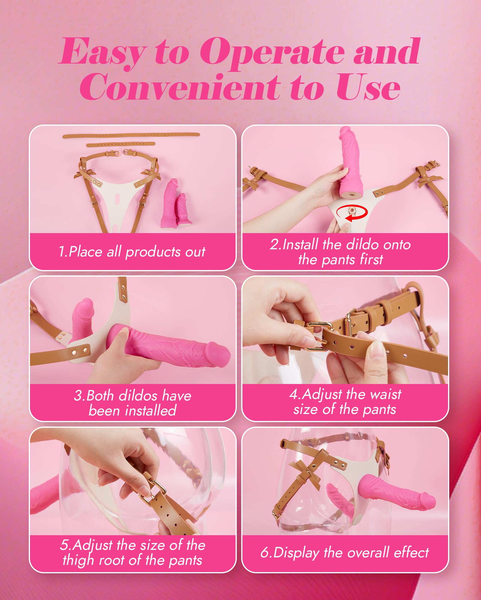 Harness Strap On Vibrating Dildo - Realistic 2 Silicone Strapon Dildos with 10 Vibration Modes Wearable Adult Sex Toys for Women Couples Lesbian Adjustable Anal G Spot Stimulation with Remote Control