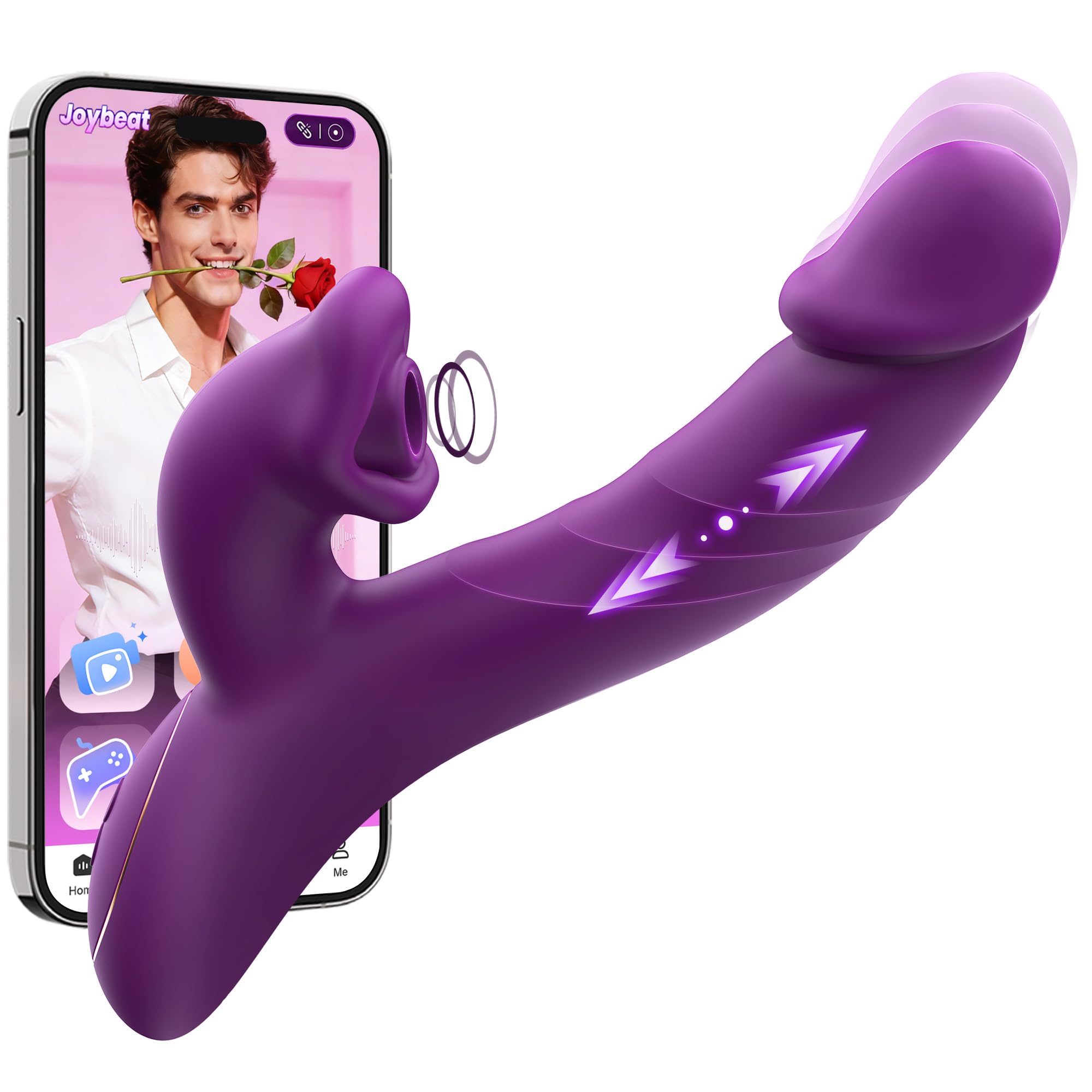Toendi Sucking Vibrator Adult Sex Toy, Nipple Clit Sucker & Thrusting Dildo