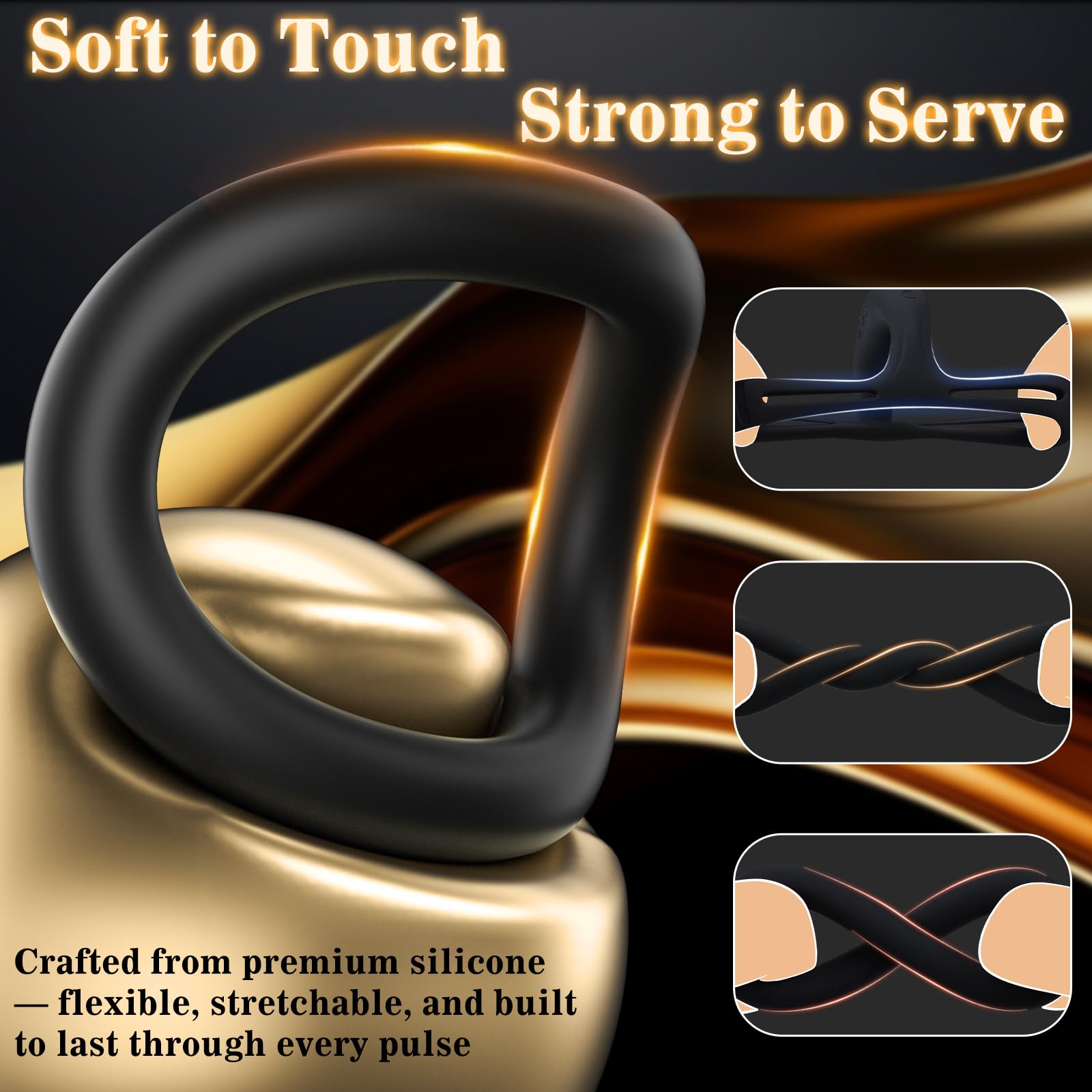 Auknut Vibrating Cock Ring Set with 6 Silicone Penis Rings – Tri-Ring Design for Harder, Longer-Lasting Erections, Clitoral Stimulator for Couples, Waterproof, Quiet & Powerful Men's Sex Toy