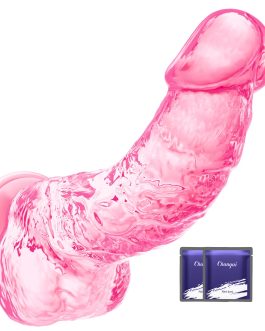 Realistic Anal Dildo, 6.7 Inch Soft Pink Dildo with Strong Suction Cup for Beginners, G-Spot Stimulator for Women & Men, Lifelike Penis Adult Sex Toy for Couples & Lesbians