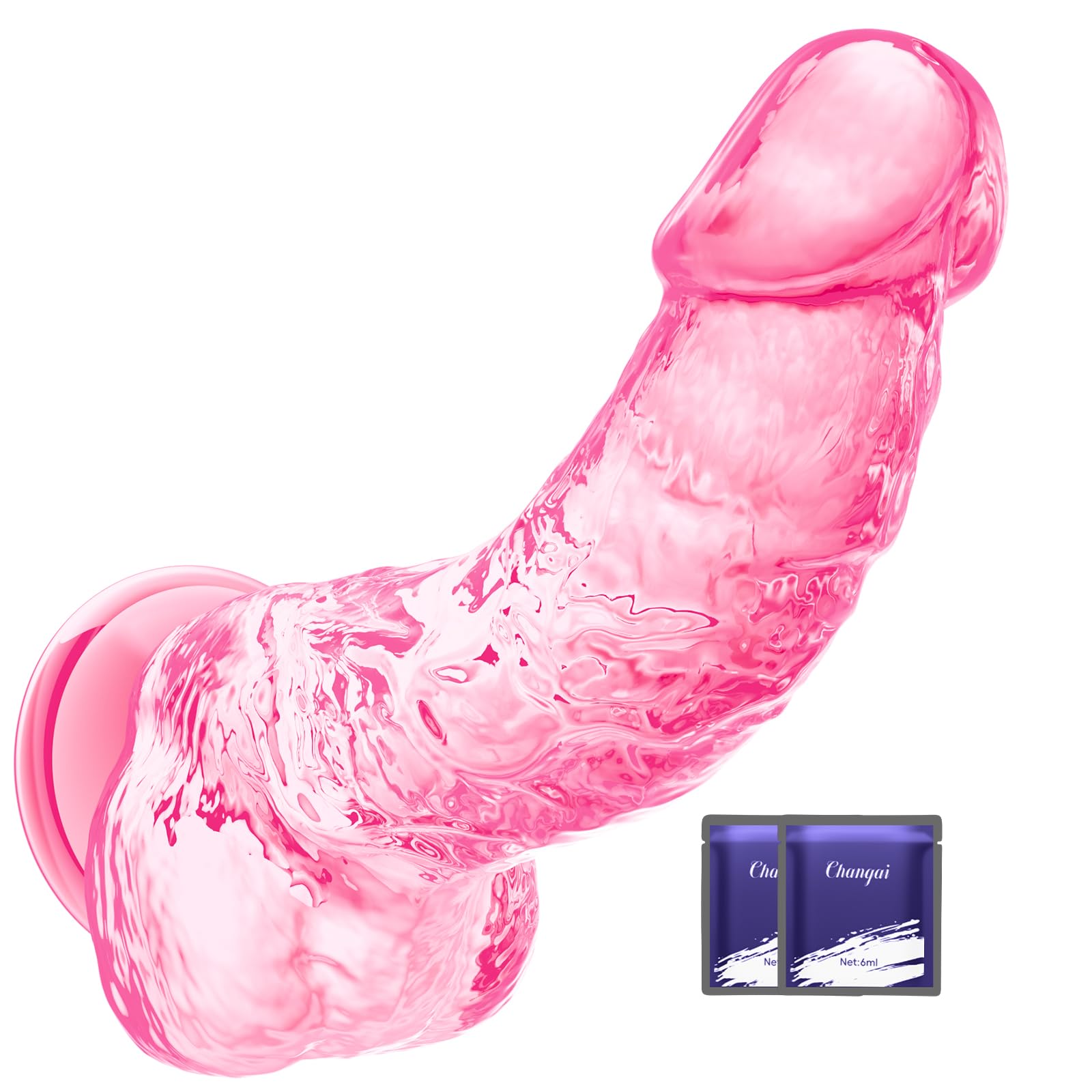 Realistic Anal Dildo, 6.7 Inch Soft Pink Dildo with Strong Suction Cup for Beginners, G-Spot Stimulator for Women & Men, Lifelike Penis Adult Sex Toy for Couples & Lesbians