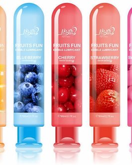 Fruits Flavor Lube Personal Lubricants Water Based Long Lasting Sex lube for Oral Sex Fantasy Strawberry Cherry Orange Peach Bleberry (All Five Flavors Combo)