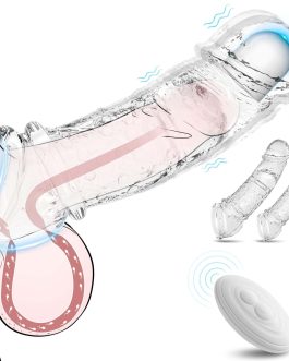 Vibrating Penis Sleeve for Couples – Penis Extender Sleeve Adds Girth & Length, Remote Control Cock Sleeve with Multiple Vibration Modes, Stretchy Fit, Waterproof Male Enhancer, 2-Pack