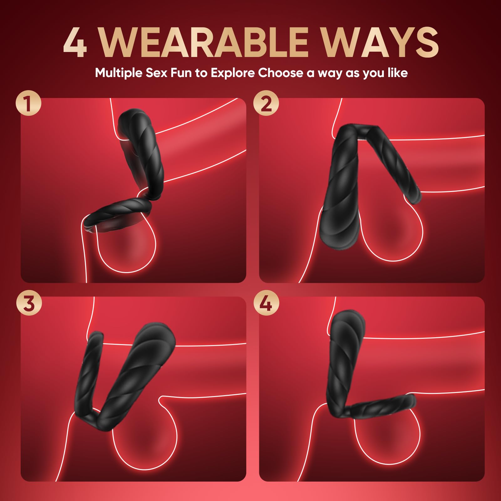 Vibrating Cock Ring Sex Toys for Men - Penis Ring Vibrator with 10 Vibrations, Adult Male Sex Toy for Longer Harder Stronger, Double Penis Vibrators Dildo, Couples Mens Male Adult Sex Toys S&M Whips