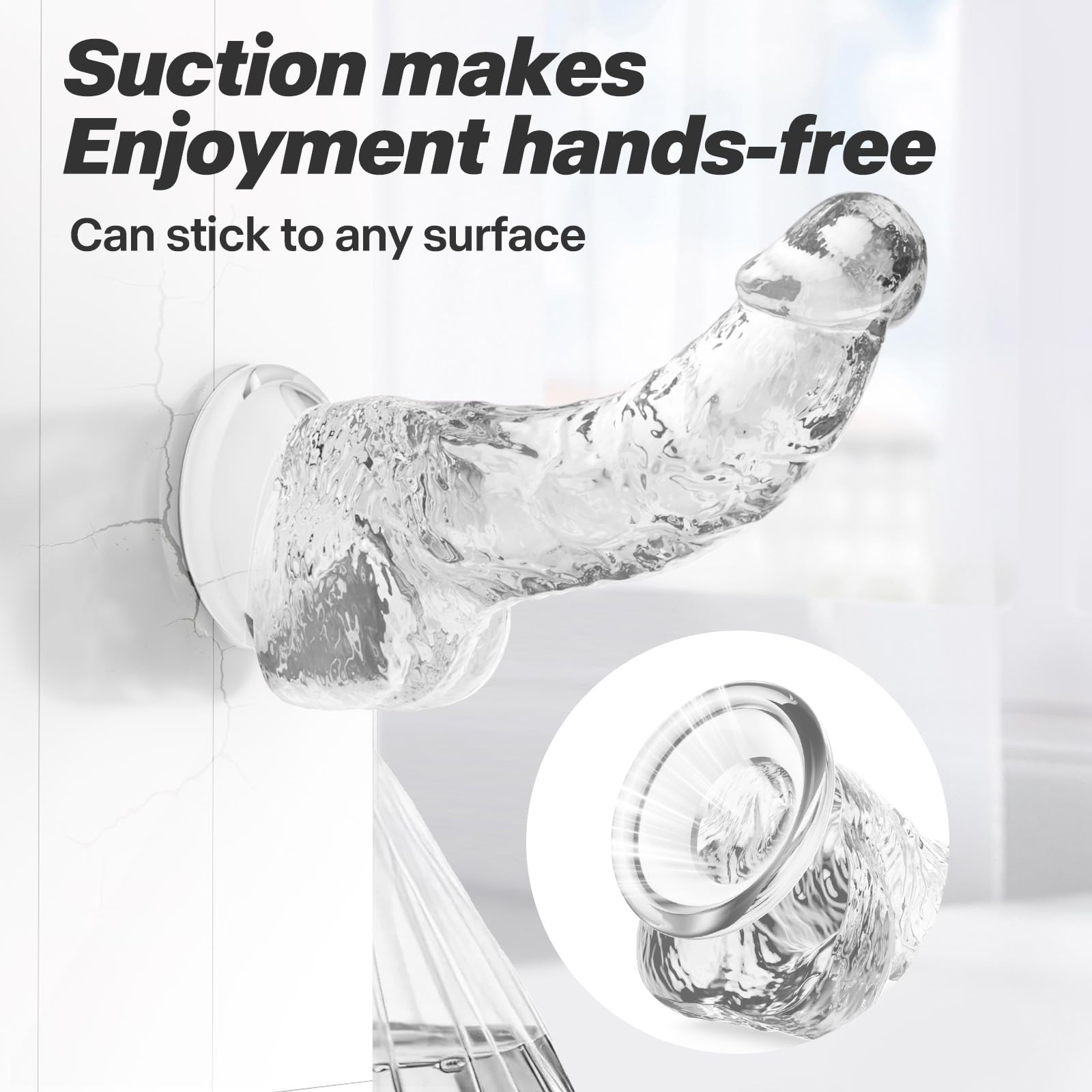 Realistic Transparent Dildo for Women Men, 6.7" Lifelike Clear Dildo with Powerful Suction Cup, Odorless Soft TPE Material, 5.9" Insertable Length Sex Toy for G-Spot & Anal Play, Beginner Friendly